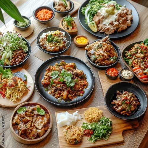 Assortment of Homemade Traditional Dishes on a Table Showcasing Diverse Flavors and Culinary Traditions