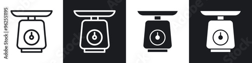 Kitchen scales line icon vector illustration set.