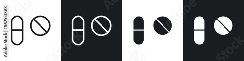 Medicine pills line icon vector illustration set.