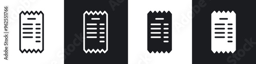 Paper check receipt line icon vector illustration set.