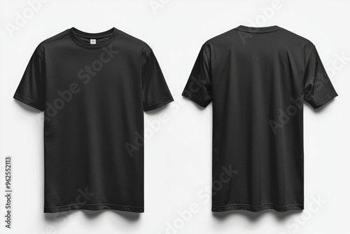 Black Tshirt Mockup Front and Back Isolated created with Generative AI