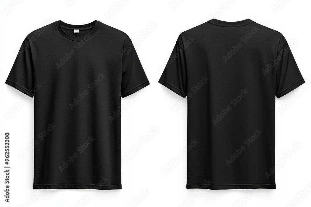 Naklejka premium Black Tshirt Mockup Front and Back Isolated created with Generative AI