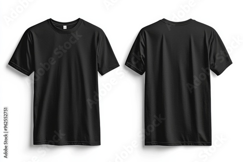 Black Tshirt Mockup Front and Back Isolated created with Generative AI