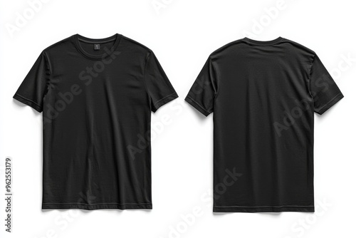 Black Tshirt Mockup Front and Back Isolated created with Generative AI