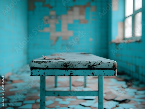 Abandoned Medical Clinic Eerie Ambiance Diffused Lighting and Forgotten Remnants photo