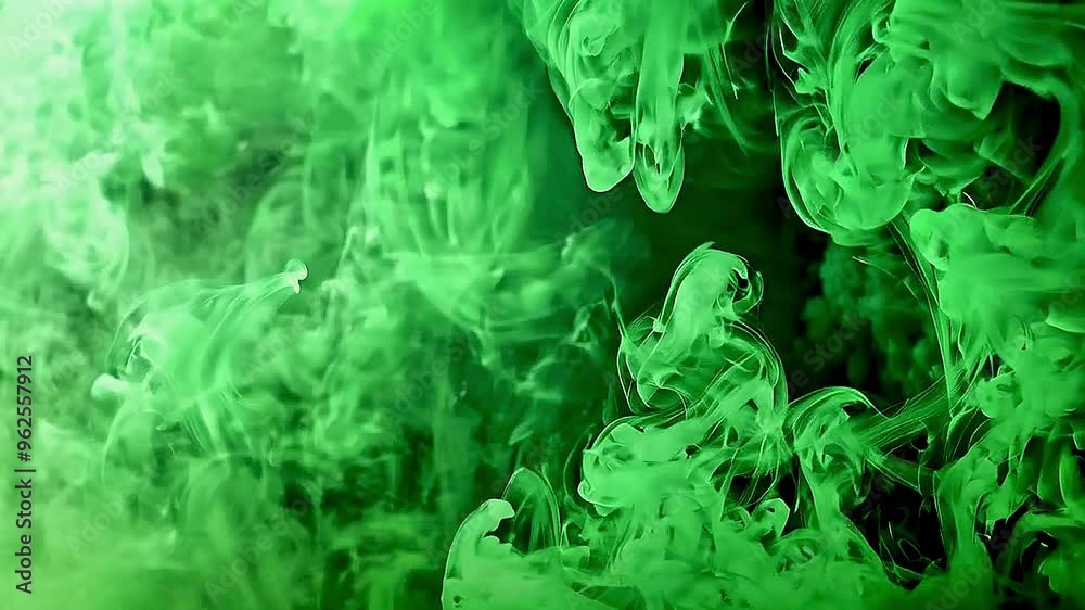 A green smoke cloud fills the screen, creating a vibrant and mysterious atmosphere. A green smoke cloud fills the screen, creating a vibrant and mysterious atmosphere.