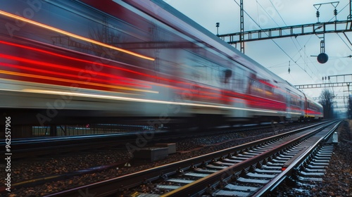 Speeding Train With Blurred Lights