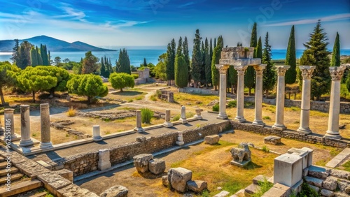 Ruins of the ancient Asklepieion on Kos Island, Greece , historical, archaeological site, South Aegean Region, ancient Greek photo