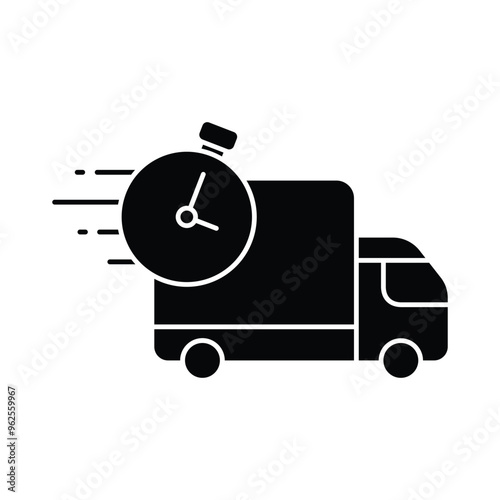 fast delivery time icon solid vector design in trendy style