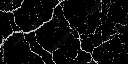 Black and White Marble Texture. Close-up of a striking marble surface featuring a dramatic contrast between deep black and pure white sections. Dust Overlay Distress Grainy Grungy Effect. 
