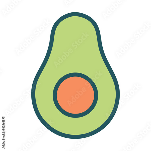 Avocado flat icon. Vector illustration of fruit on white background.