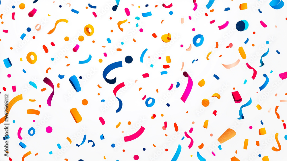 Colorful confetti scattered on a white background, perfect for celebrations and festive occasions Colorful confetti scattered on a white background, perfect for celebrations and festive occasions