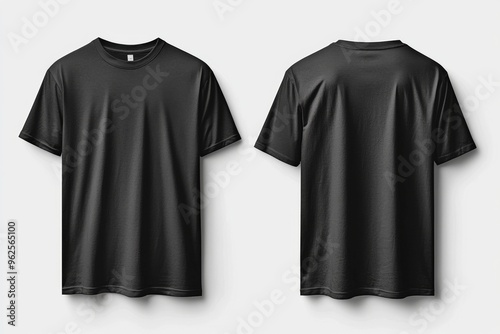 Black Tshirt Mockup Front and Back Isolated created with Generative AI