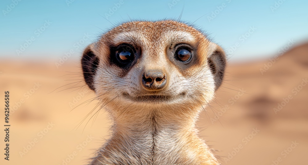 Fototapeta premium close-up portrait of a curious meerkat
