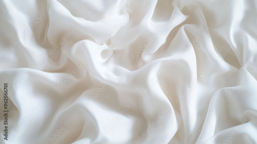 Elegant white silk fabric with soft waves and gentle folds creating a serene and soothing atmosphere Elegant white silk fabric with soft waves and gentle folds creating a serene and soothing atmosphere