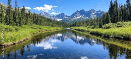 Serene mountain lake with reflection