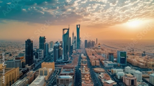 Wallpaper Mural An aerial view of Riyadh City, Saudi Arabia, showcasing its modern architecture and urban landscape against a clear sky.

 Torontodigital.ca