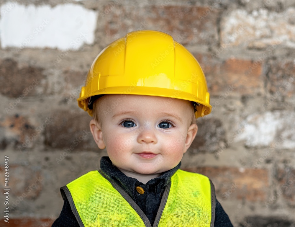 Smiling baby construction worker Smiling baby construction worker