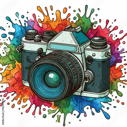 Camera Coloring Page Vector 