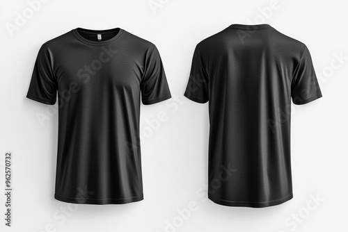 Black Tshirt Mockup Front and Back Isolated created with Generative AI