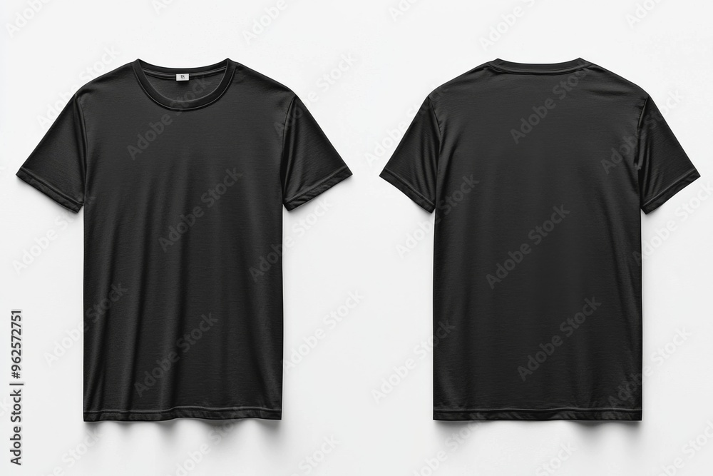 Black Tshirt Mockup Front and Back Isolated created with Generative AI