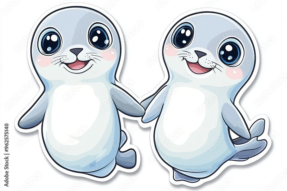 Fototapeta premium seal cute animals baby seals cartoon seals ocean animals marine life playful seals seal illustrations animal characters adorable seals wildlife art
