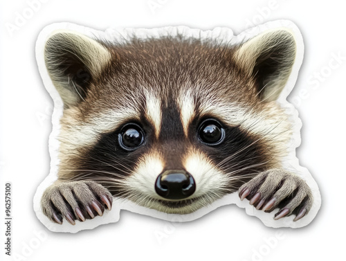 raccoon animal wildlife cute furry nature forest mammal face paws playful small pet sticker character cartoon adorable nocturnal wild animal critter 