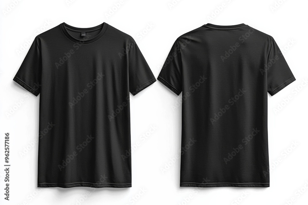 Black Tshirt Mockup Front and Back Isolated created with Generative AI