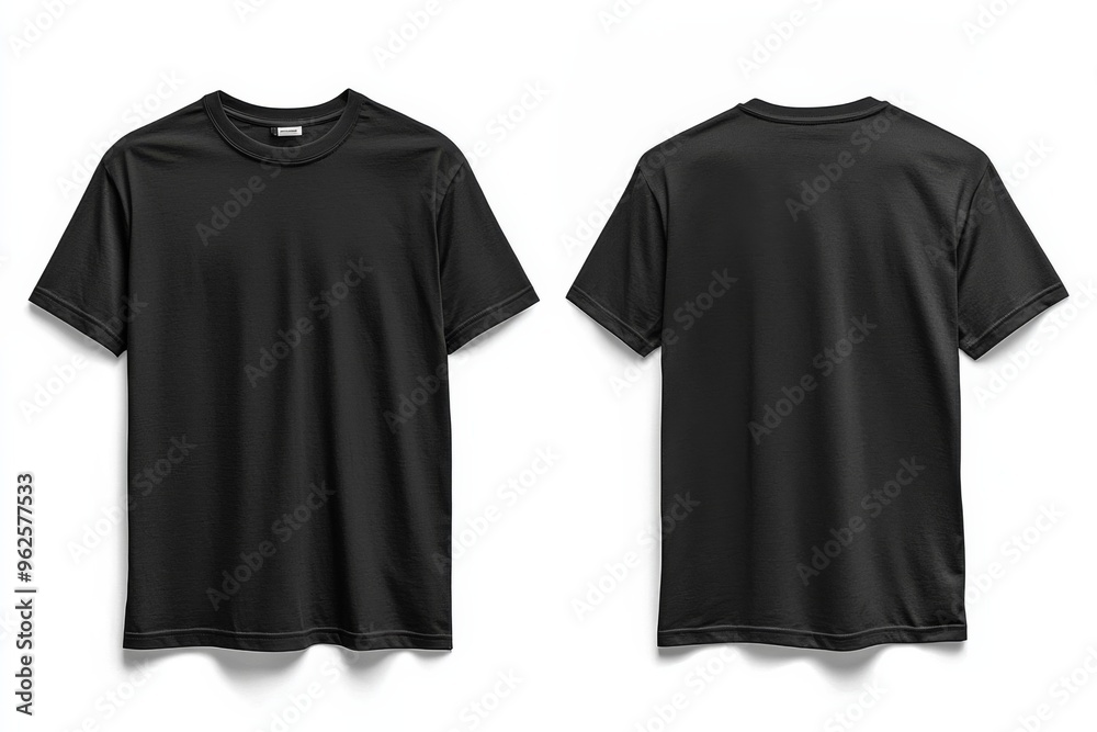 Black Tshirt Mockup Front and Back Isolated created with Generative AI Black Tshirt Mockup Front and Back Isolated created with Generative AI