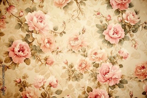 An intricate vintage floral pattern background with soft colors, perfect for elegant and classic product displays and presentations.