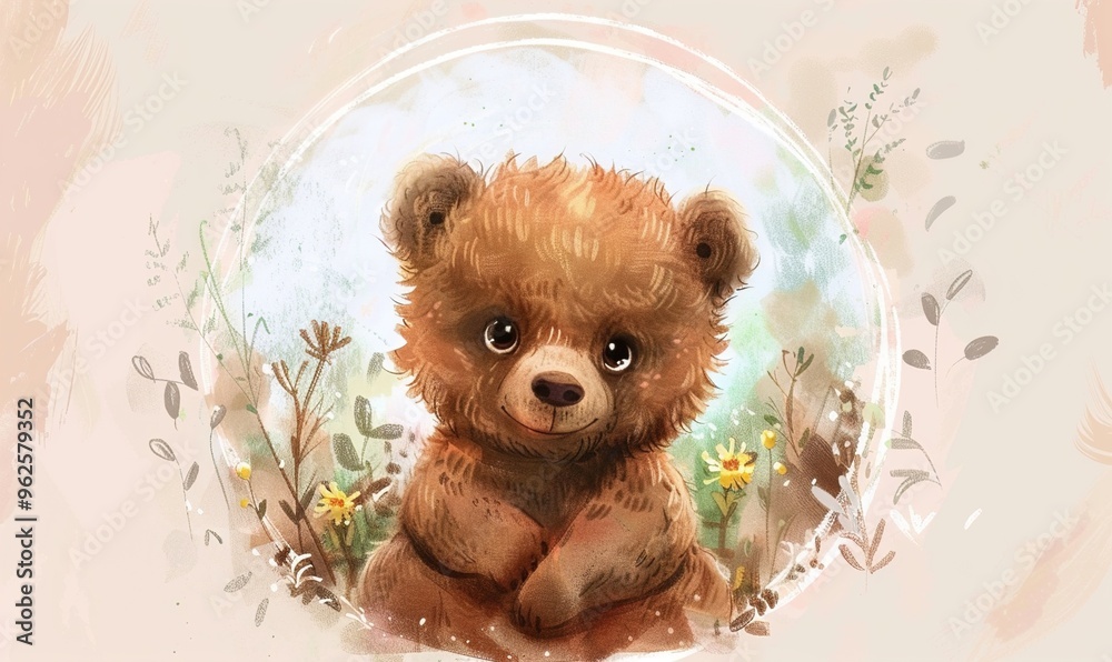 Realistic cartoon avatar of cute brown bear animal on simple minimalist background Generate AI Realistic cartoon avatar of cute brown bear animal on simple minimalist background Generate AI