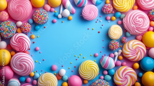 A colorful assortment of candy and sprinkles arranged in a circle