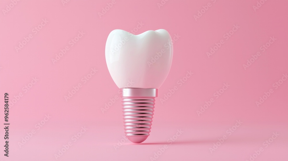 A tooth is shown with a screw in it, and the tooth is pink A tooth is shown with a screw in it, and the tooth is pink