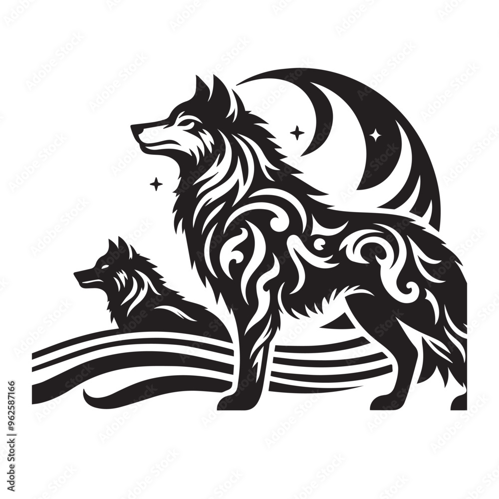 Fototapeta premium Wolf vector Lone Wolf vector Tribal Wolf vector
