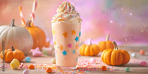 A tall glass of pumpkin ice cream, generative AI