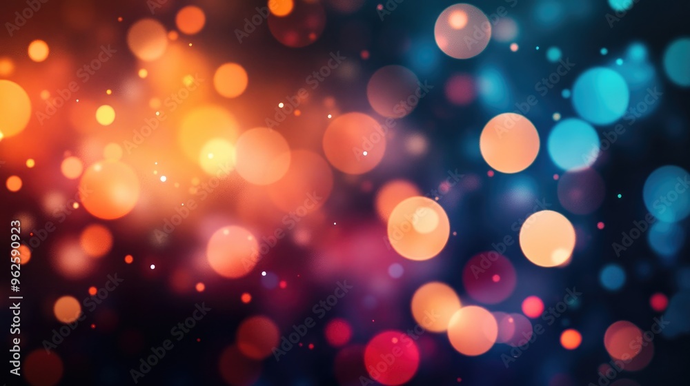 A bokeh light effect with soft, blurred circles of colorful light against a dark, out-of-focus background A bokeh light effect with soft, blurred circles of colorful light against a dark, out-of-focus background