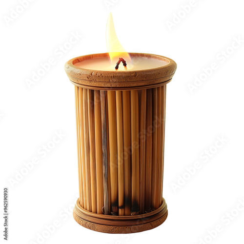 burning candle on a white background