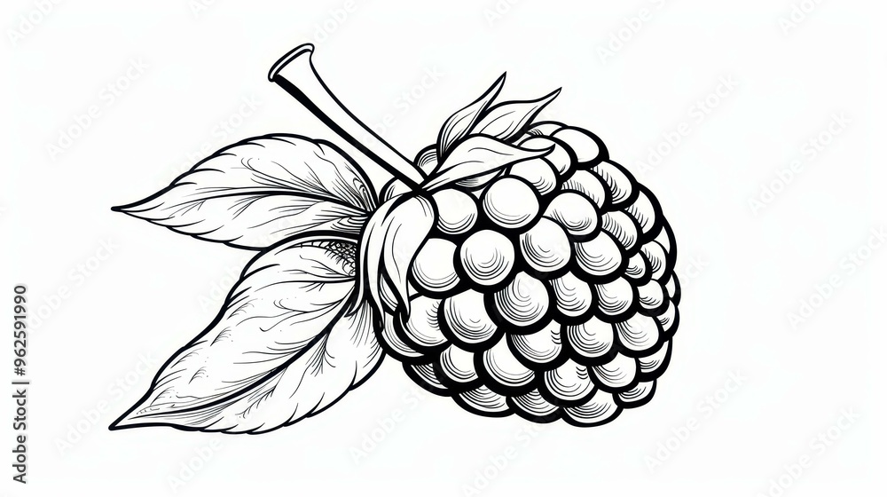Delight in a handdrawn illustration of a vibrant raspberry, perfect for berry lovers and art enthusiasts alike. Delight in a handdrawn illustration of a vibrant raspberry, perfect for berry lovers and art enthusiasts alike.