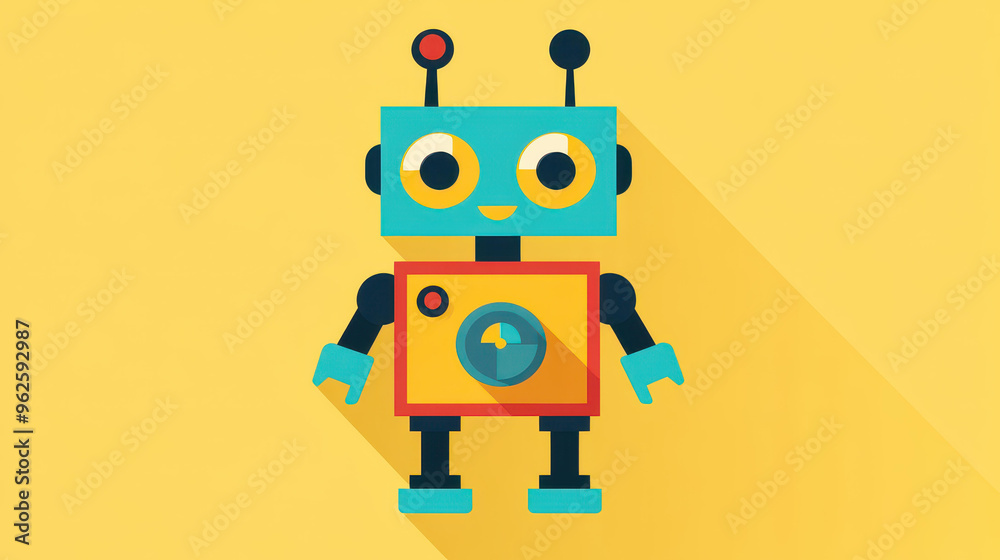 Stunning flat icon of a robot with a sleek long shadow. Perfect for modern design projects with a clean look. Stunning flat icon of a robot with a sleek long shadow. Perfect for modern design projects with a clean look.