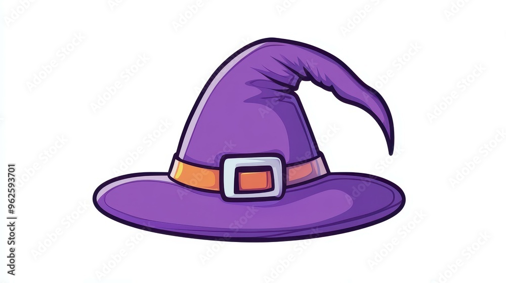 Get in the Halloween spirit with this fun cartoonstyle witchs hat illustration on a crisp, white background. Perfect for decor Get in the Halloween spirit with this fun cartoonstyle witchs hat illustration on a crisp, white background. Perfect for decor