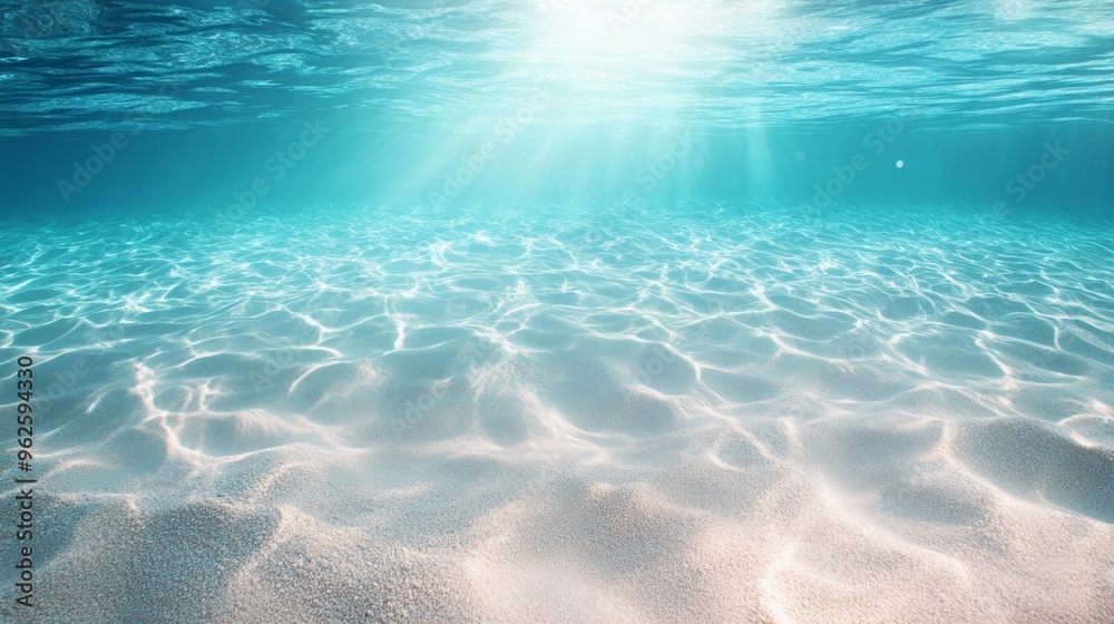 The image is of a beautiful blue ocean with a bright sun shining on the water