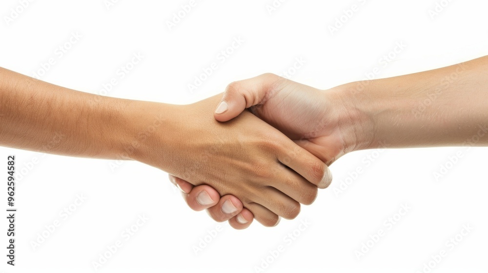 Two hands shaking hands on a white background Two hands shaking hands on a white background