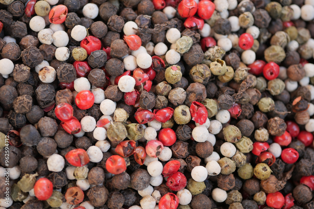 Closeup of Mixed peppercorns in a bowl Closeup of Mixed peppercorns in a bowl