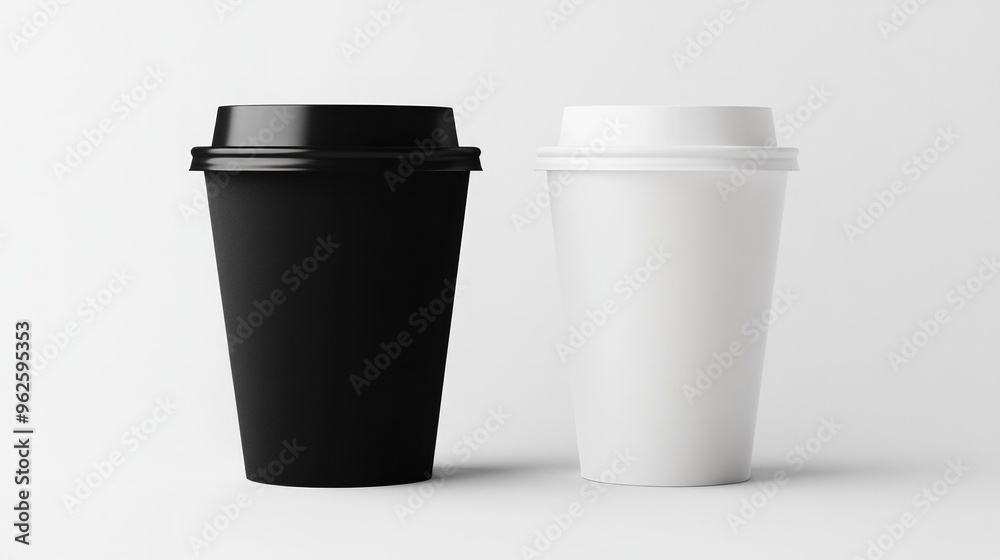 Two cups, one black and one white Two cups, one black and one white