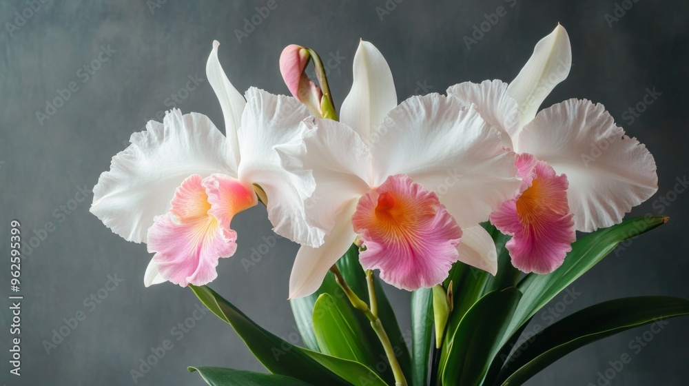 A bouquet of white and pink flowers with a pink center A bouquet of white and pink flowers with a pink center