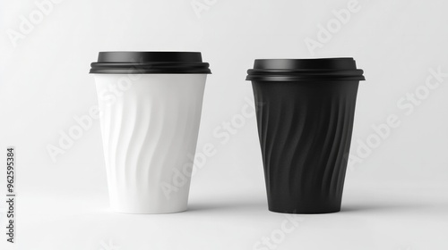 Wallpaper Mural Two cups, one white and one black, with a black lid Torontodigital.ca