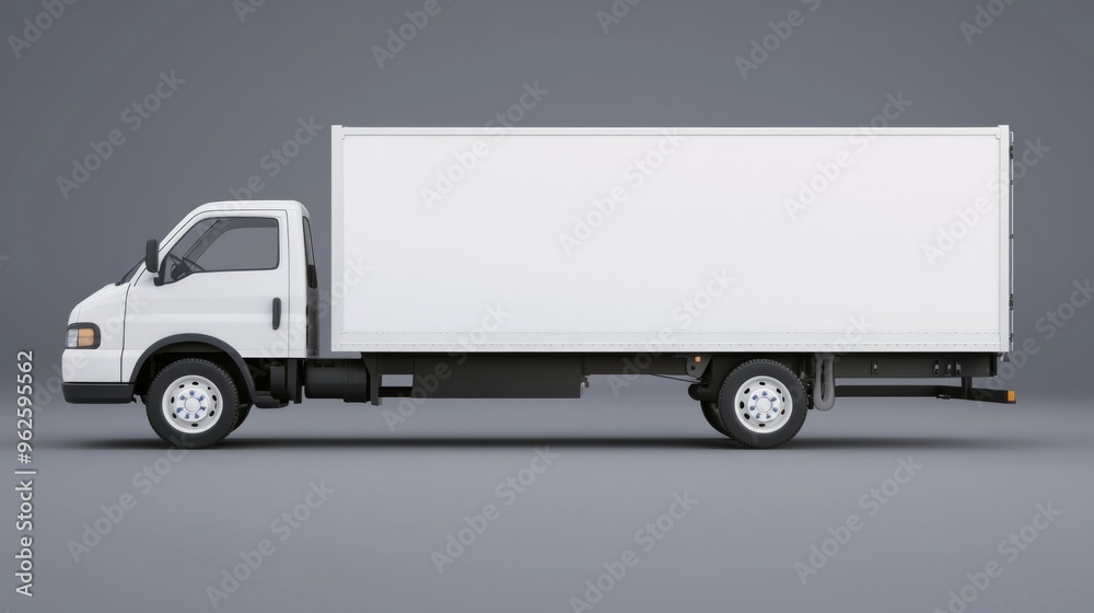 A white semi truck is parked on a grey road A white semi truck is parked on a grey road