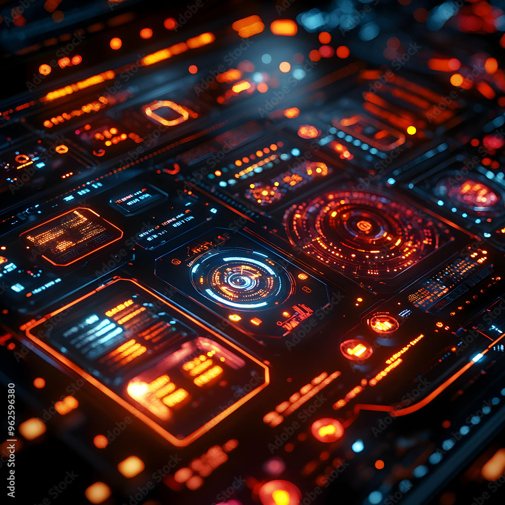 Futuristic Technology Interface 3D Illustration Futuristic Technology Interface 3D Illustration