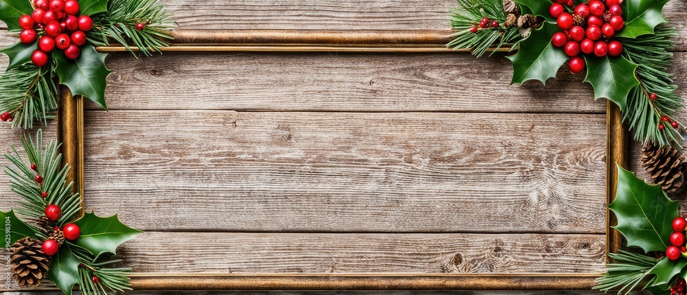 Christmas Background with Wooden Frame