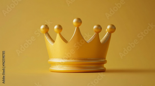 A gold crown sits on a yellow background